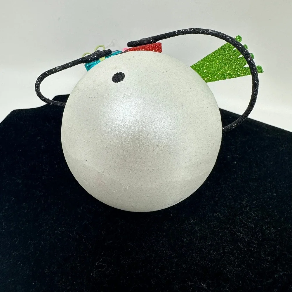 Pier 1 Ornament Unisex OS White Snowman Stacked Gifts Glitter Christmas Holiday